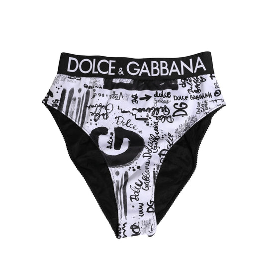 Dolce & Gabbana Black White Graphic Logo High Brief Underwear