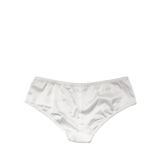 Dolce & Gabbana White Silk Stretch Mid Waist Brief Panty Underwear