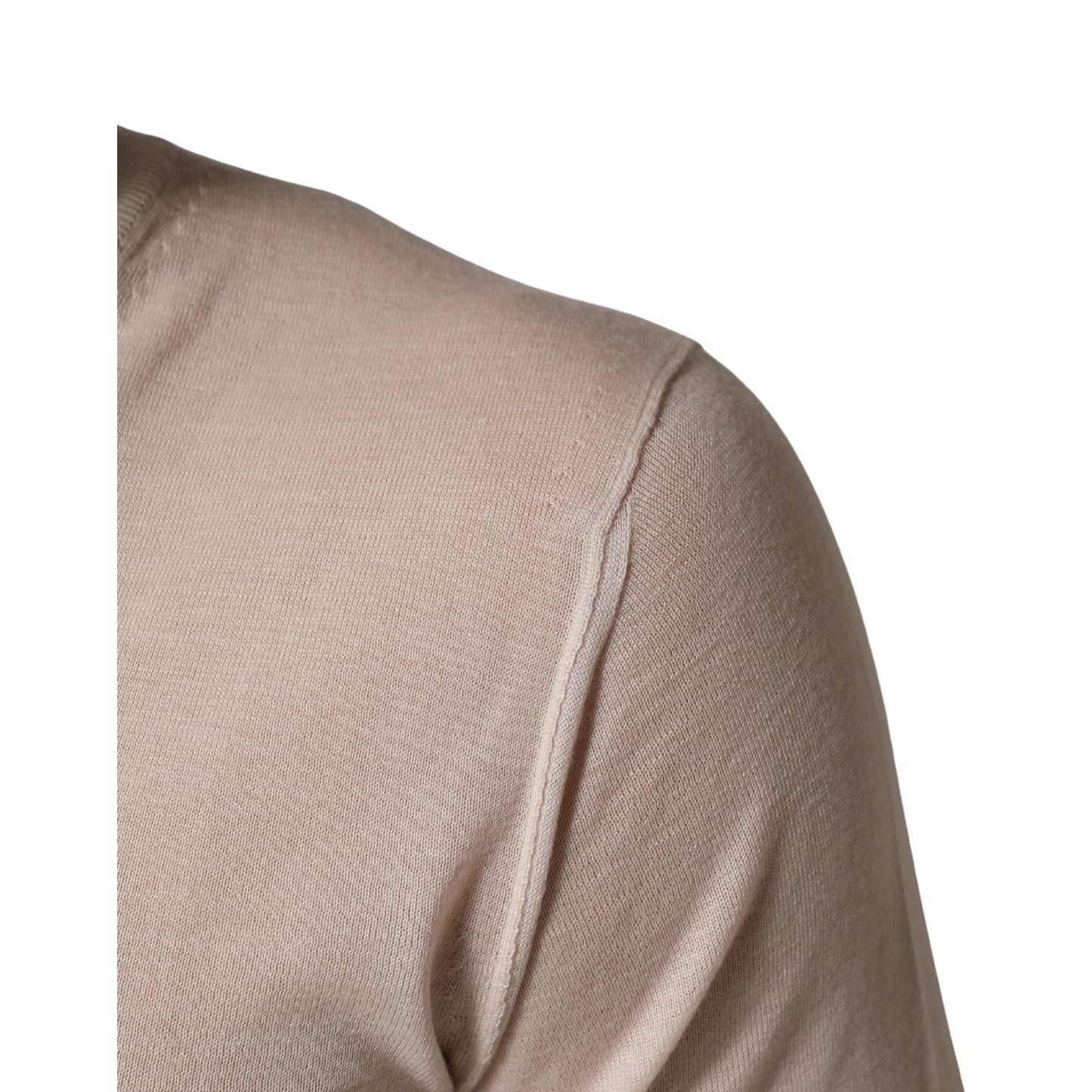 Dolce & Gabbana Beige Cashmere V-neck Men Pullover Sweater