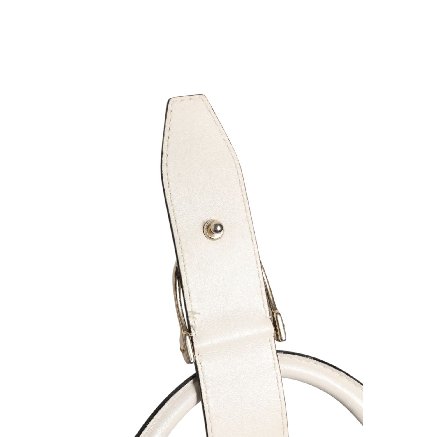 Gucci White Leather Stirrup Top Handle Bag