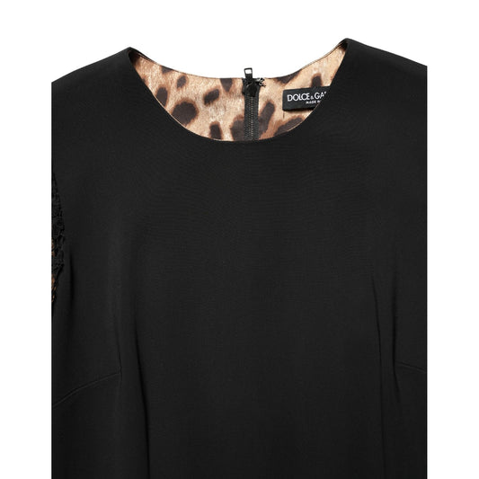Dolce & Gabbana Black Viscose Lace Long Sleeves Mini Dress