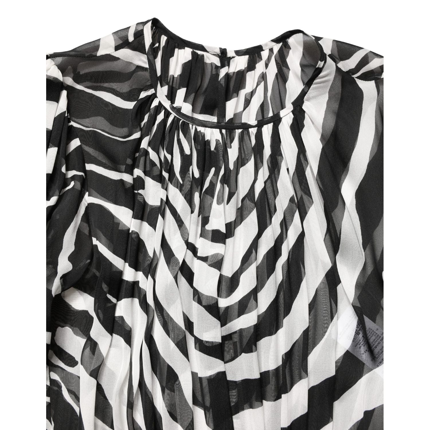 MSGM Black White Zebra Puff Sleeves Mini Dress