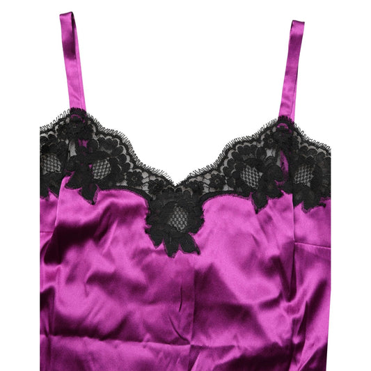Dolce & Gabbana Purple Silk Lace Trim Camisole Sleeveless Tank Top