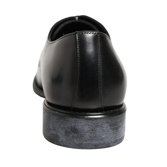 Dolce & Gabbana Black Calfskin Leather Derby Men Dress Shoes