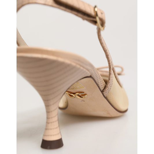 Dolce & Gabbana Beige Lori Mesh Leather Slingback Sandals Shoes