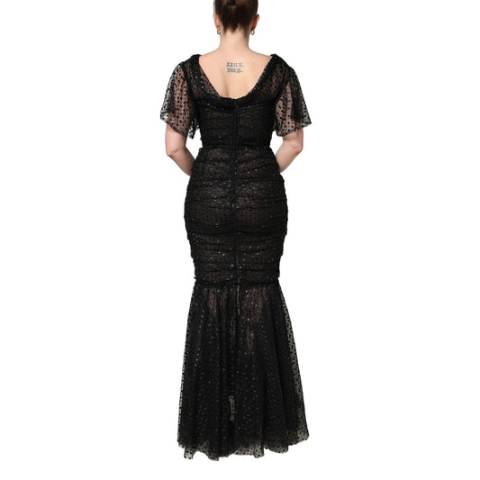 Dolce & Gabbana Black Sequinned Mermaid Evening Gown Dress