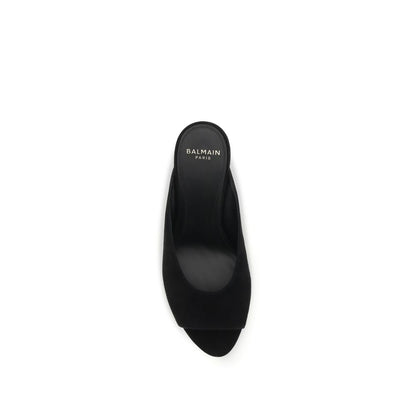 Balmain Black Goatskin Mules