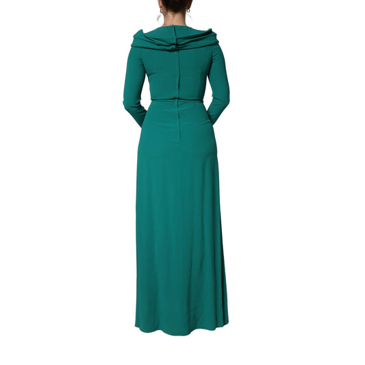 Dolce & Gabbana Green Round Neck Long Sleeves Gown Dress