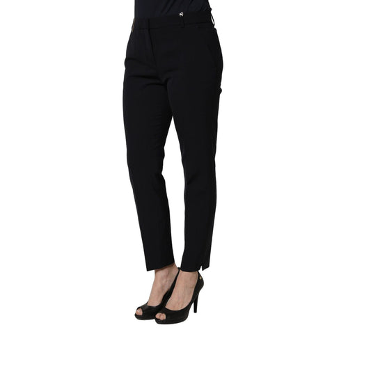 Peserico Black Skinny Mid Waist Chino Women Trouser Pants