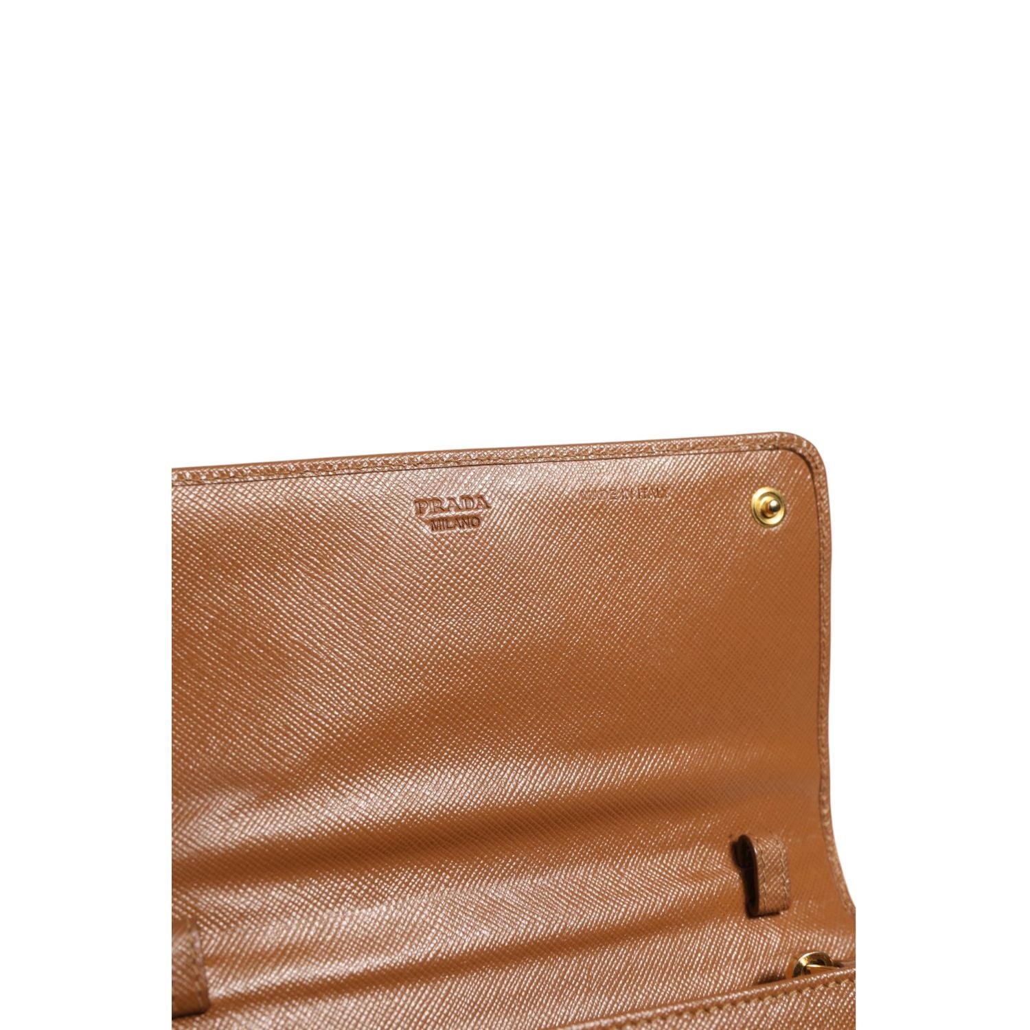 Prada Brown and Gold Wallet Strap