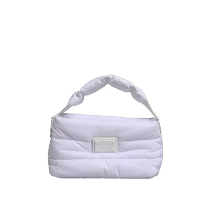 Dolce & Gabbana White Logo Plaque Polyester Quilted Shoulder Borse Bag