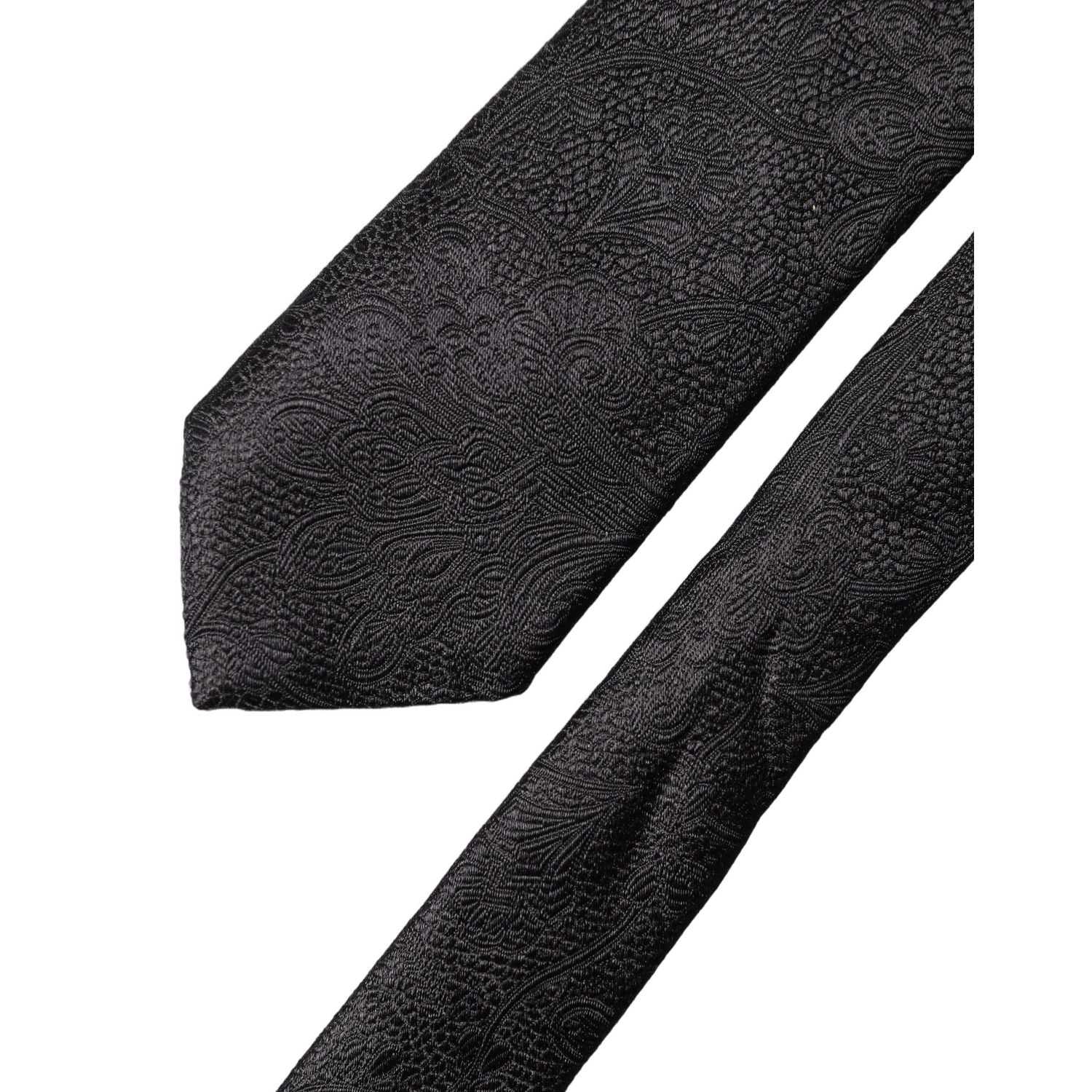 Dolce & Gabbana Black Solid 100% Silk Adjustable Men Tied Necktie Tie