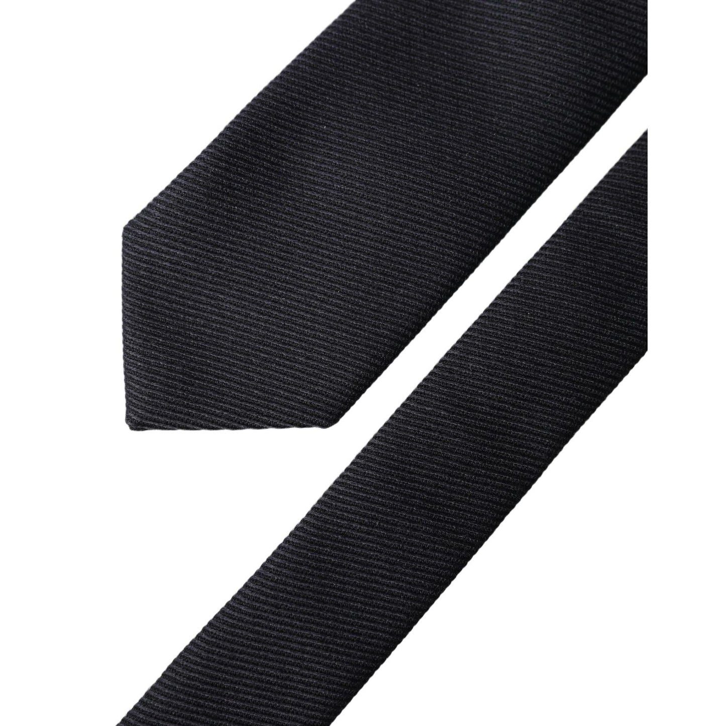 Dolce & Gabbana Black Solid 100% Silk Adjustable Men Tied Necktie Tie