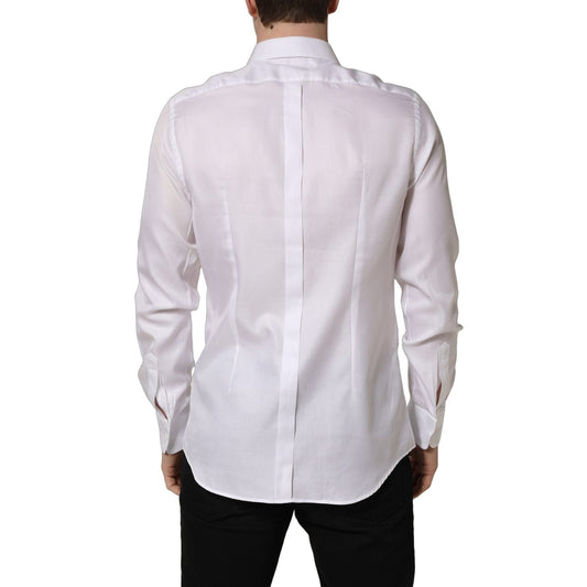 Dolce & Gabbana White Cotton Collared Dress Formal Men Shirt