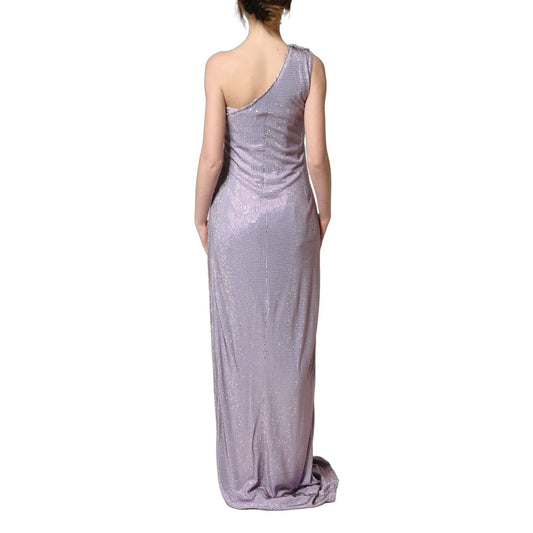 Dolce & Gabbana Purple Crystal OneShoulder EveningGown Dress