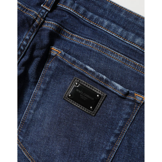 Dolce & Gabbana Blue Distressed Skinny Cotton Denim Jeans