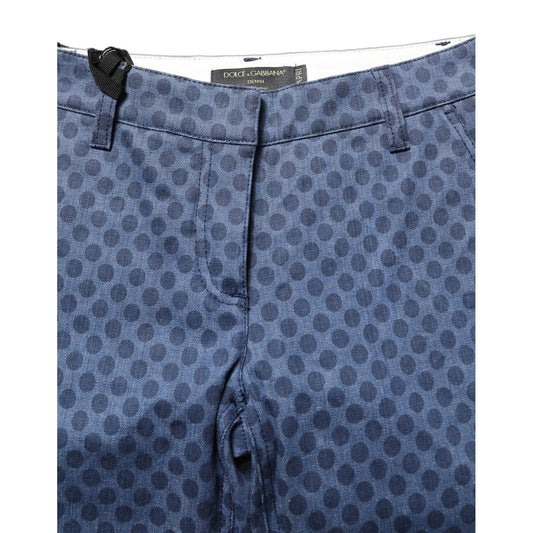 Dolce & Gabbana Blue Polka Dotted Slim Fit Capri Denim Jeans