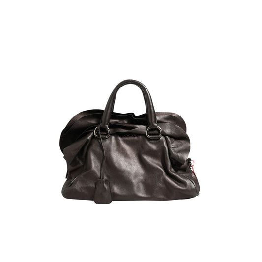 Prada Metallic Nappa Leather Ruffle Shoulder Bag