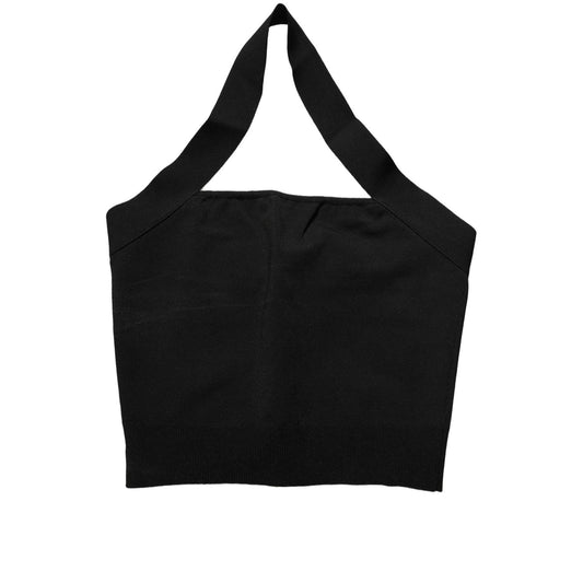 Dolce & Gabbana Black Square Neck Halter Cropped Tank Top