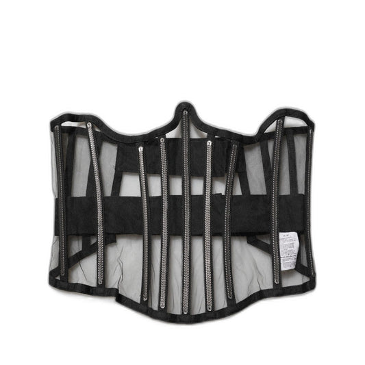 Dolce & Gabbana Black Sheer Tulle Bodysuit Cropped Corset Top