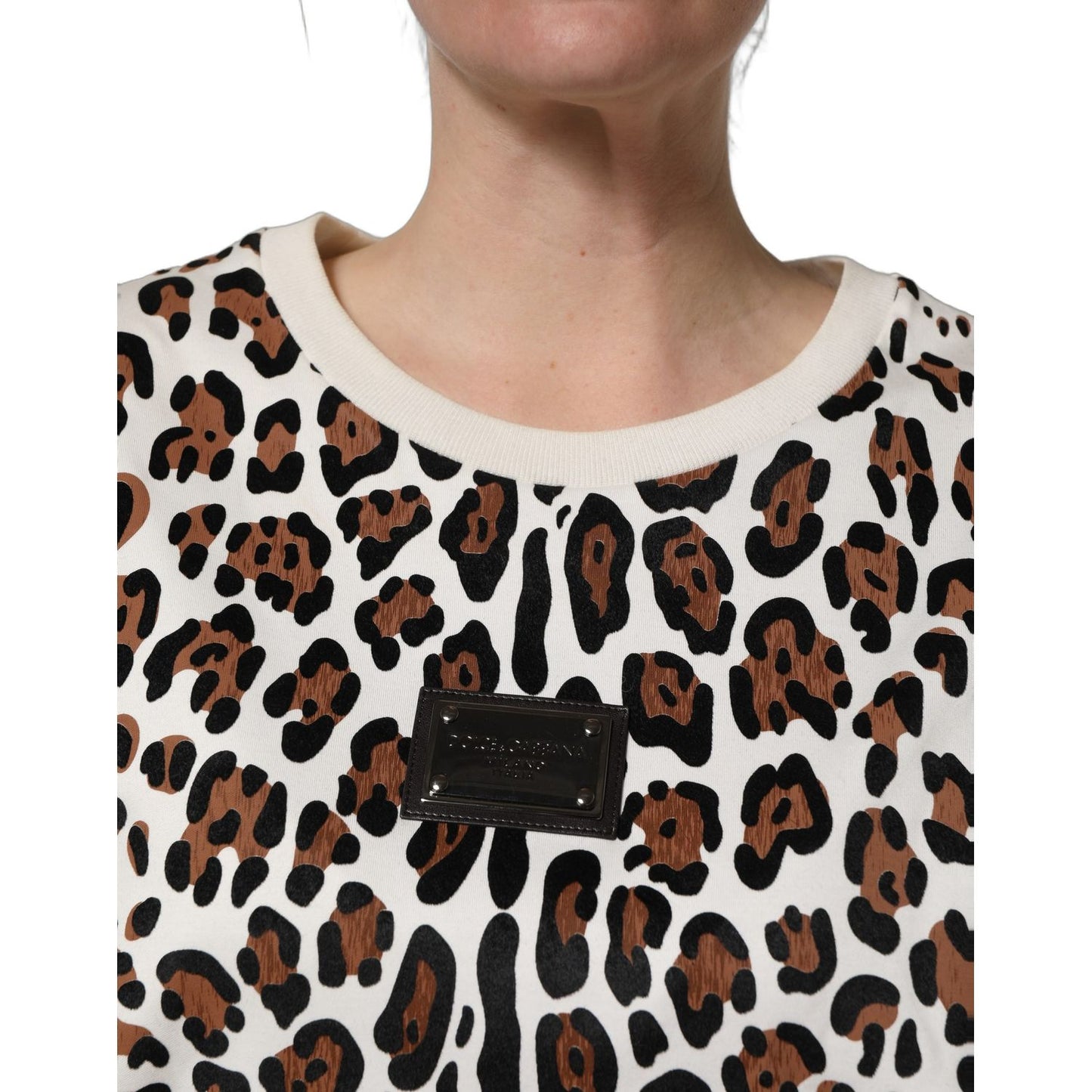 Dolce & Gabbana Multicolor Leopard Print Crew Neck T-shirt