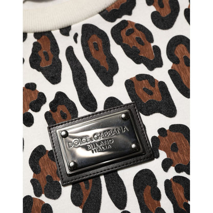 Dolce & Gabbana Multicolor Leopard Print Crew Neck T-shirt