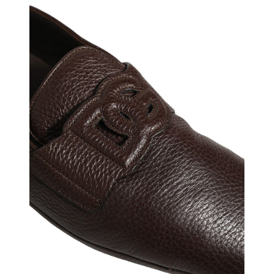 Dolce & Gabbana Brown Deerskin Leather Driver Loafers Shoes