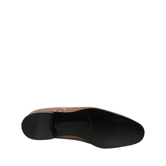 Dolce & Gabbana Pink Brocade Men Slip On Dress Loafers Shoes