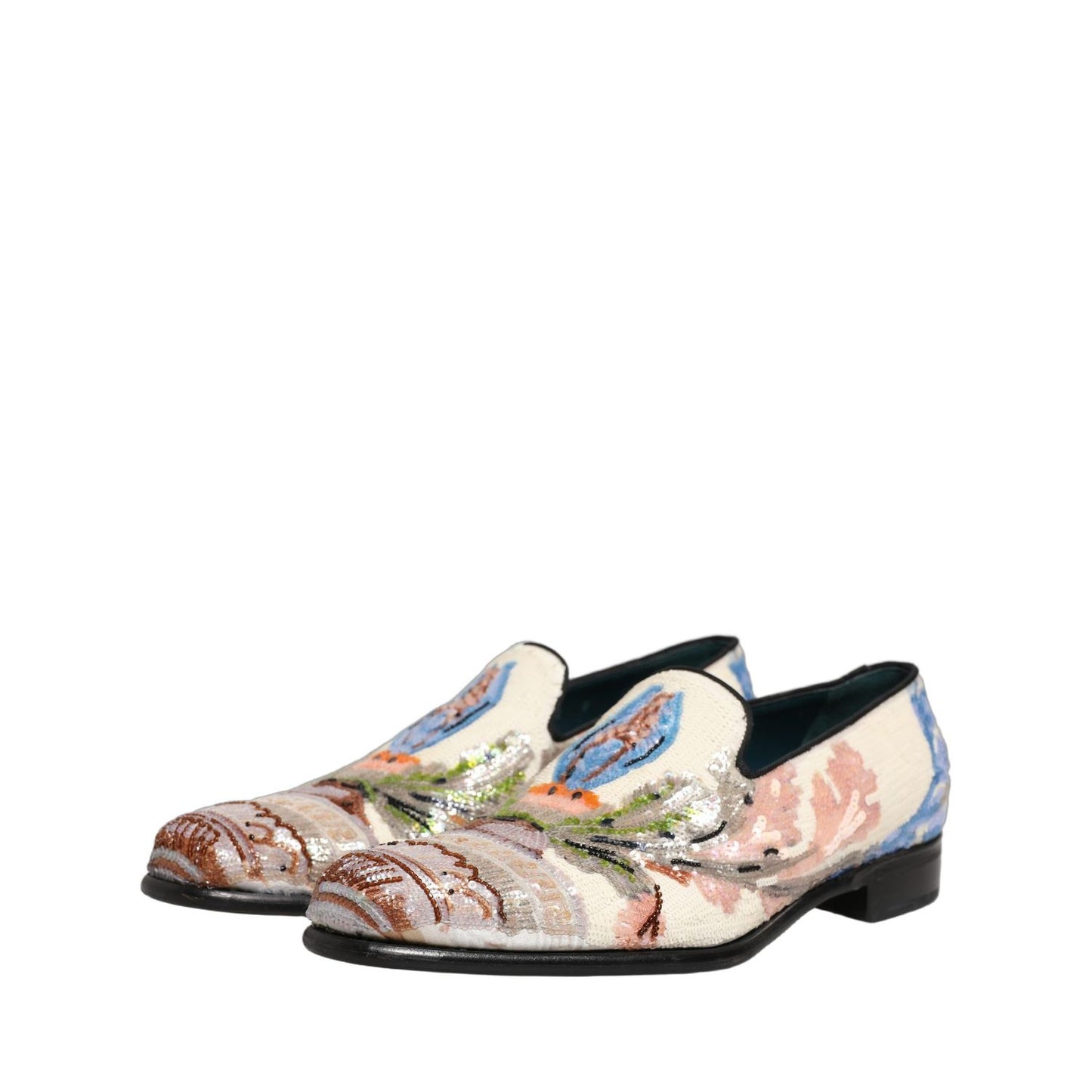 Dolce & Gabbana Multicolor Sequin Embroidered Loafers Shoes