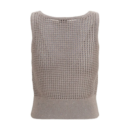 Brunello Cucinelli Beige Cotton Tank Tops