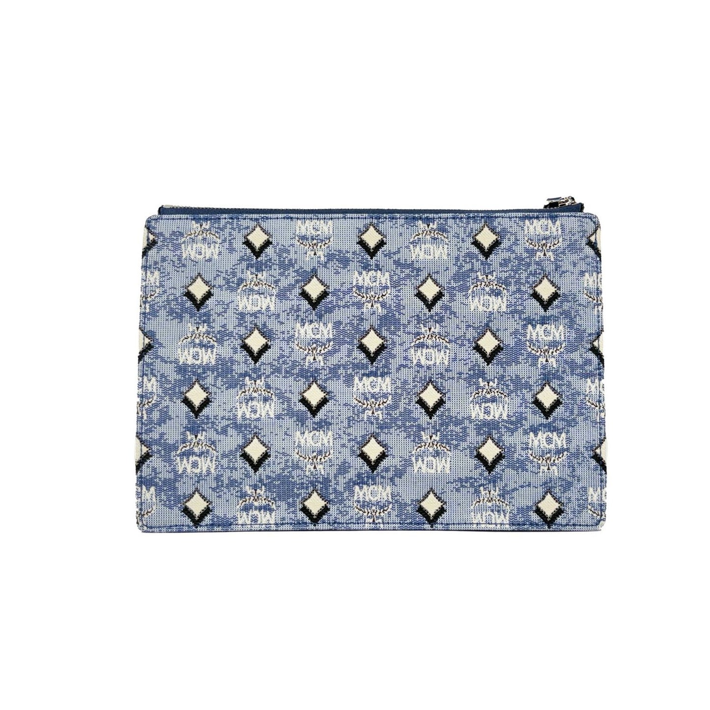 MCM Aren Flat Pouch Denim Crossbody Bag
