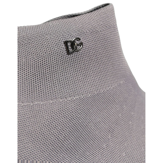 Dolce & Gabbana Gray Stretch Mesh Men Ankle Boots Shoes