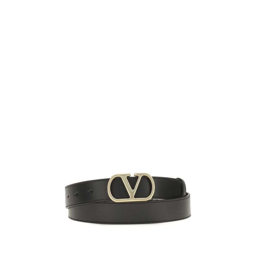 Valentino Garavani Black Calf Leather Bos Taurus Regular Belt