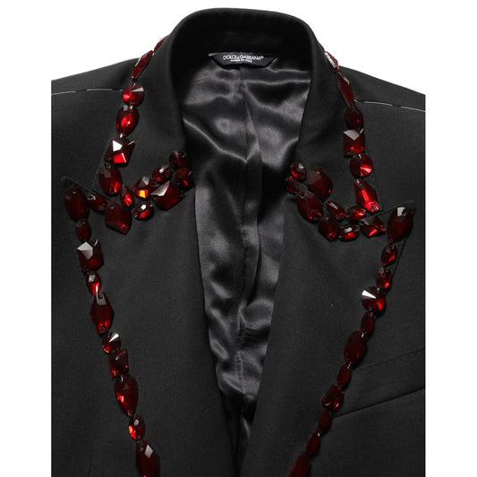 Dolce & Gabbana Black Wool Crystal Embellished 2 Piece Suit