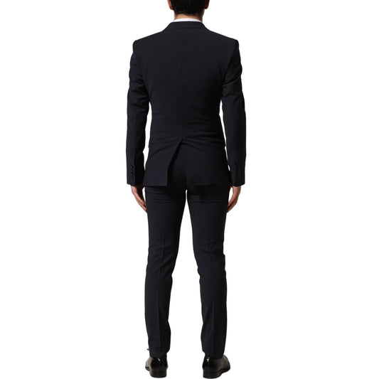 Dolce & Gabbana Black Wool Slim Fit Formal 3 Piece Men Suit