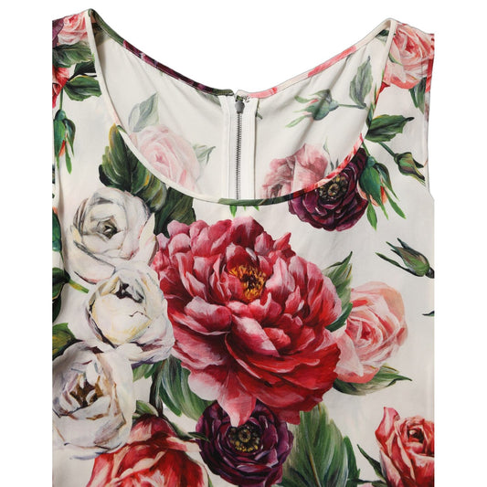 Dolce & Gabbana White Floral Sheath Sleeveless Mini Dress