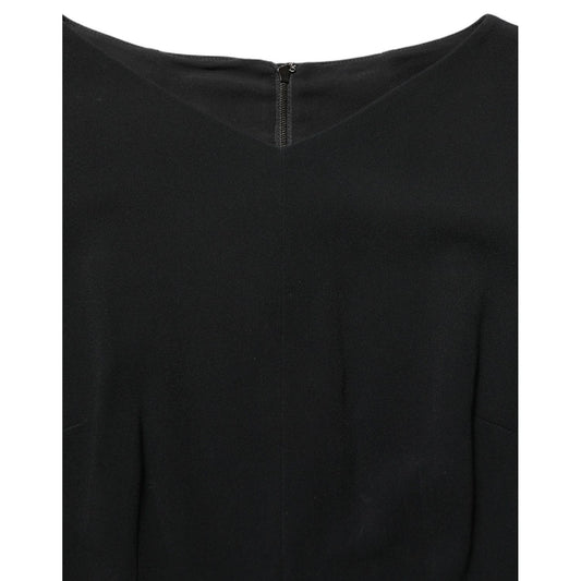 Dolce & Gabbana Black Viscose Short Sleeve A-line Midi Dress