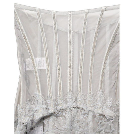 Dolce & Gabbana Gray Lace Corset Style Bodice Maxi Dress