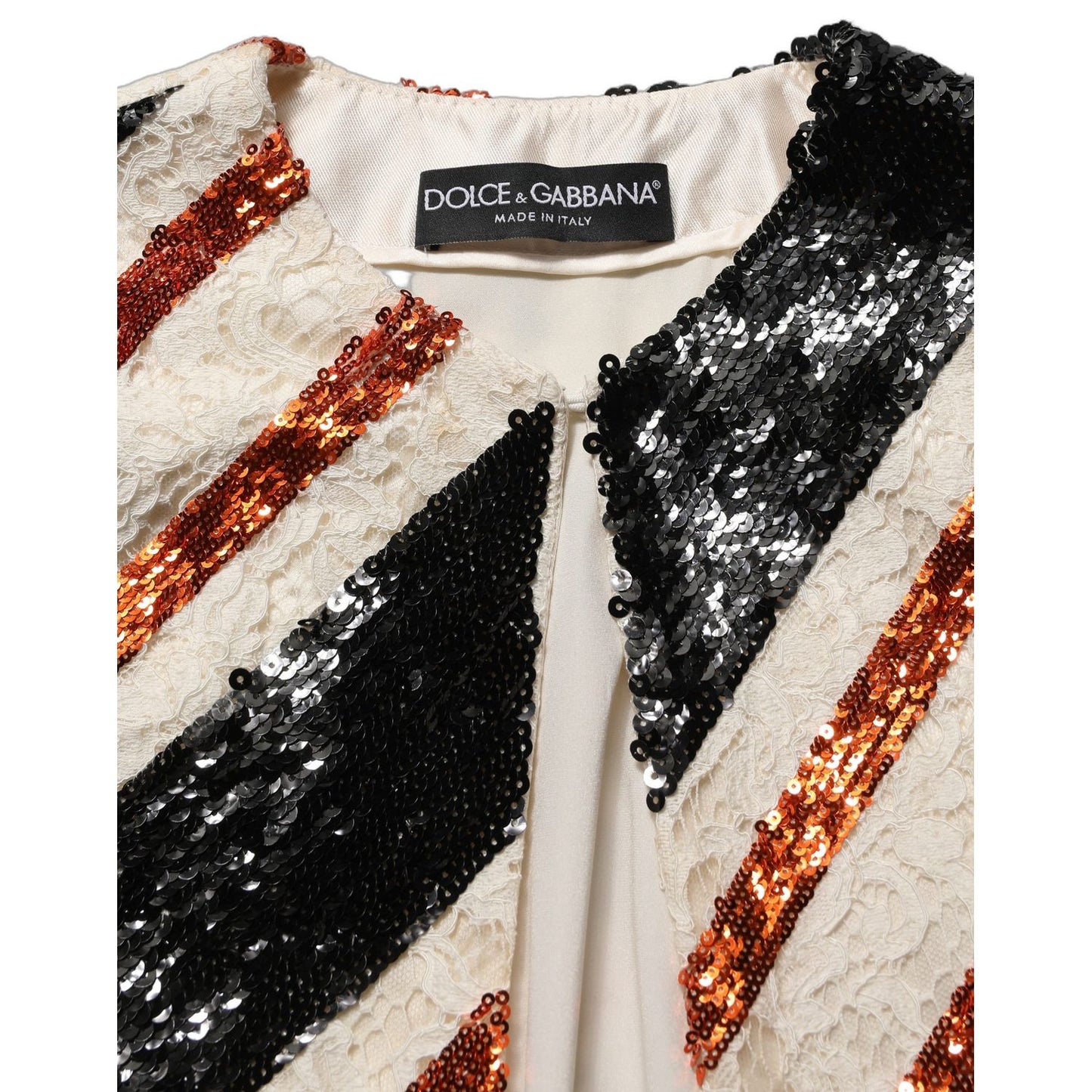 Dolce & Gabbana Multicolor Stripe Sequin Duster Coat Jacket