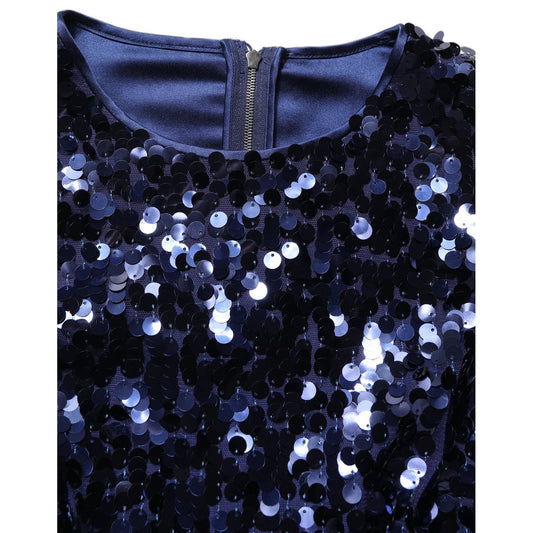 Dolce & Gabbana Blue Sequined Long Sleeves Crop Blouse Top