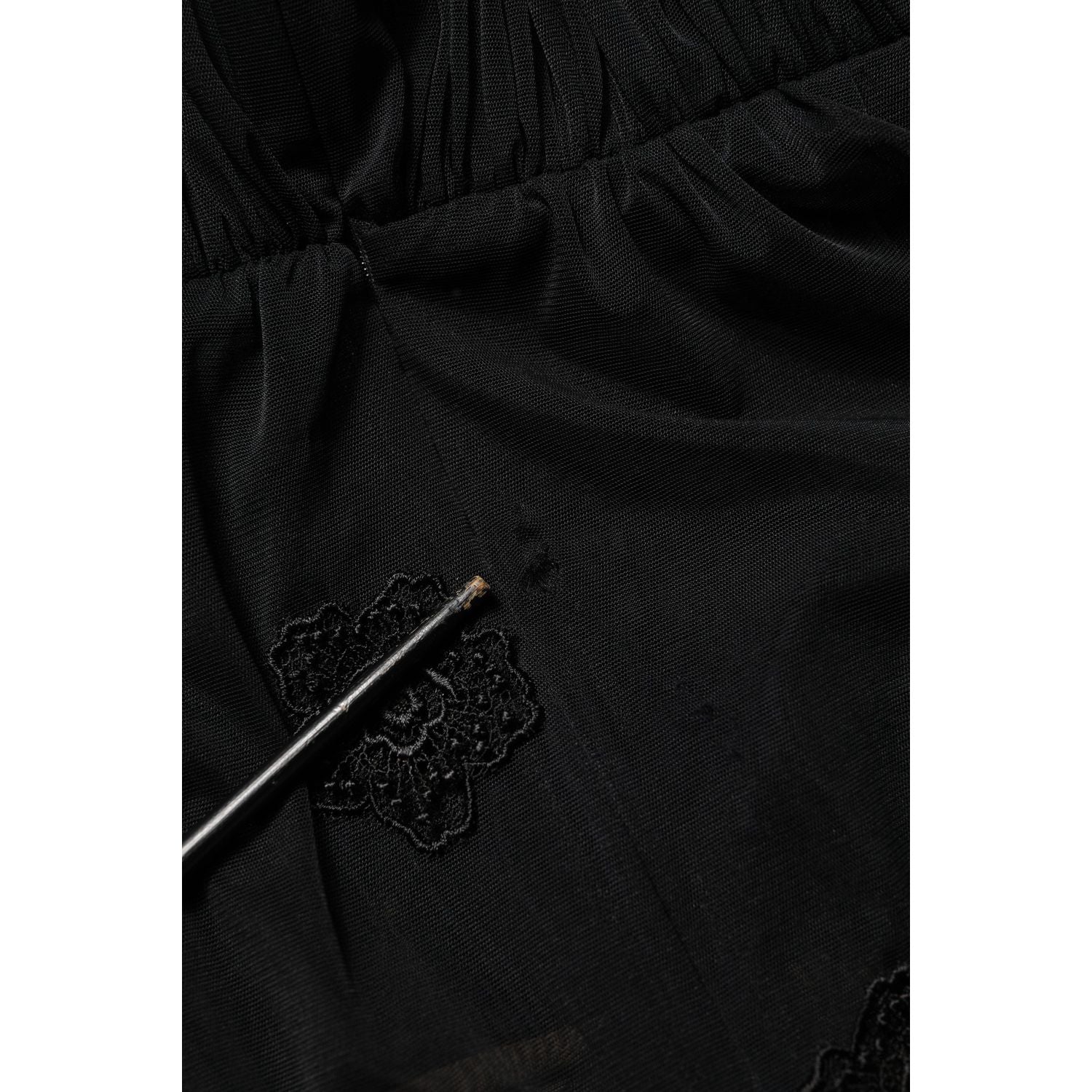 Dolce & Gabbana Black Polyester Mesh Sheer Crewneck Blouse Top