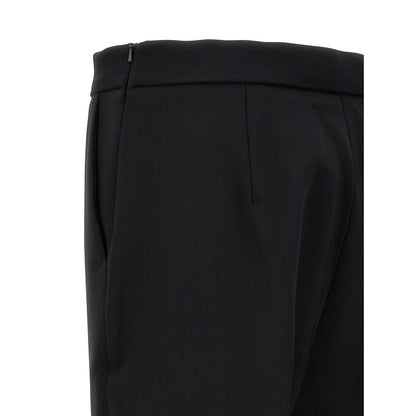 Max Mara Black Virgin Wool Cropped Pants