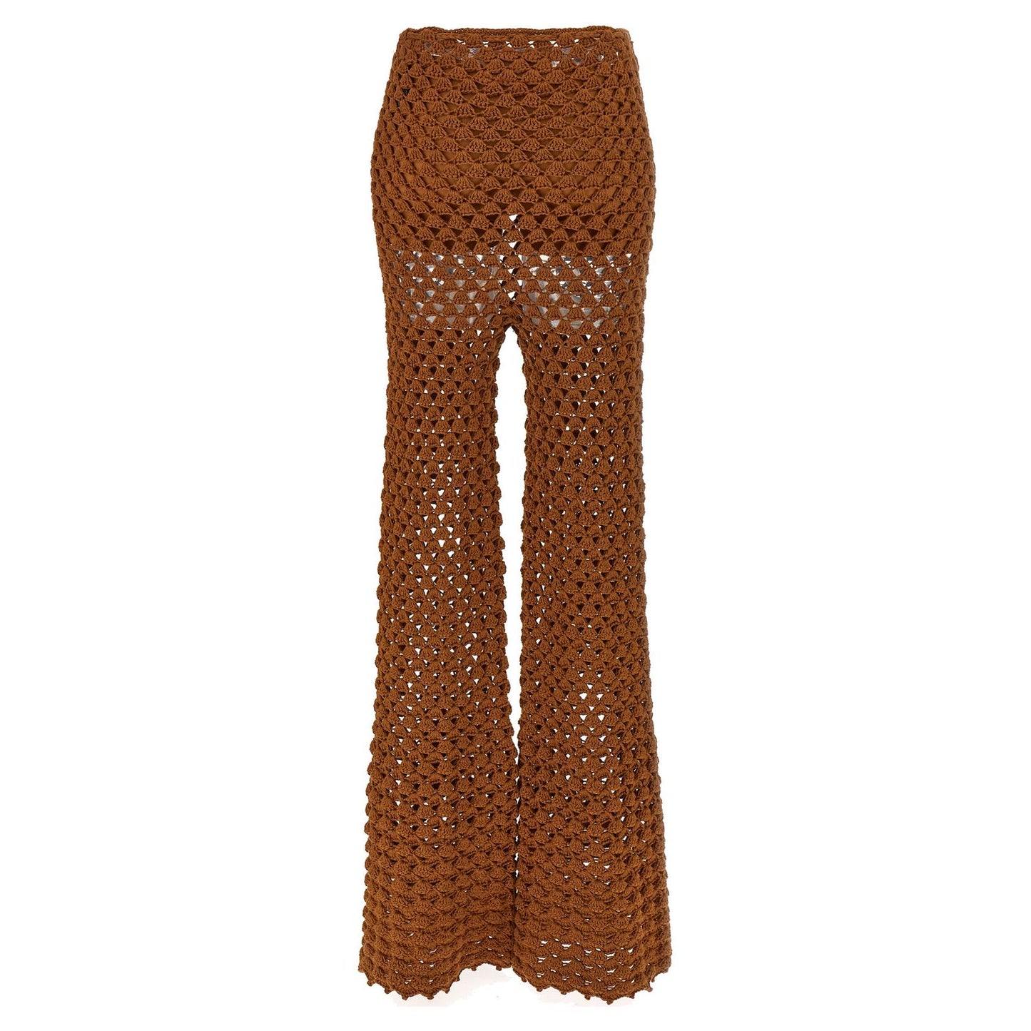 Ermanno Scervino Brown Cotton Flared Pants