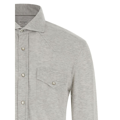 Brunello Cucinelli Gray Cotton Blouse