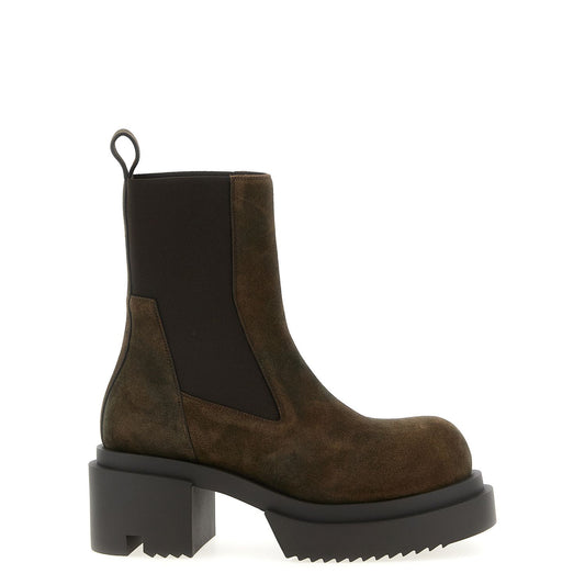 Rick Owens Brown Calfskin Ankle Boots