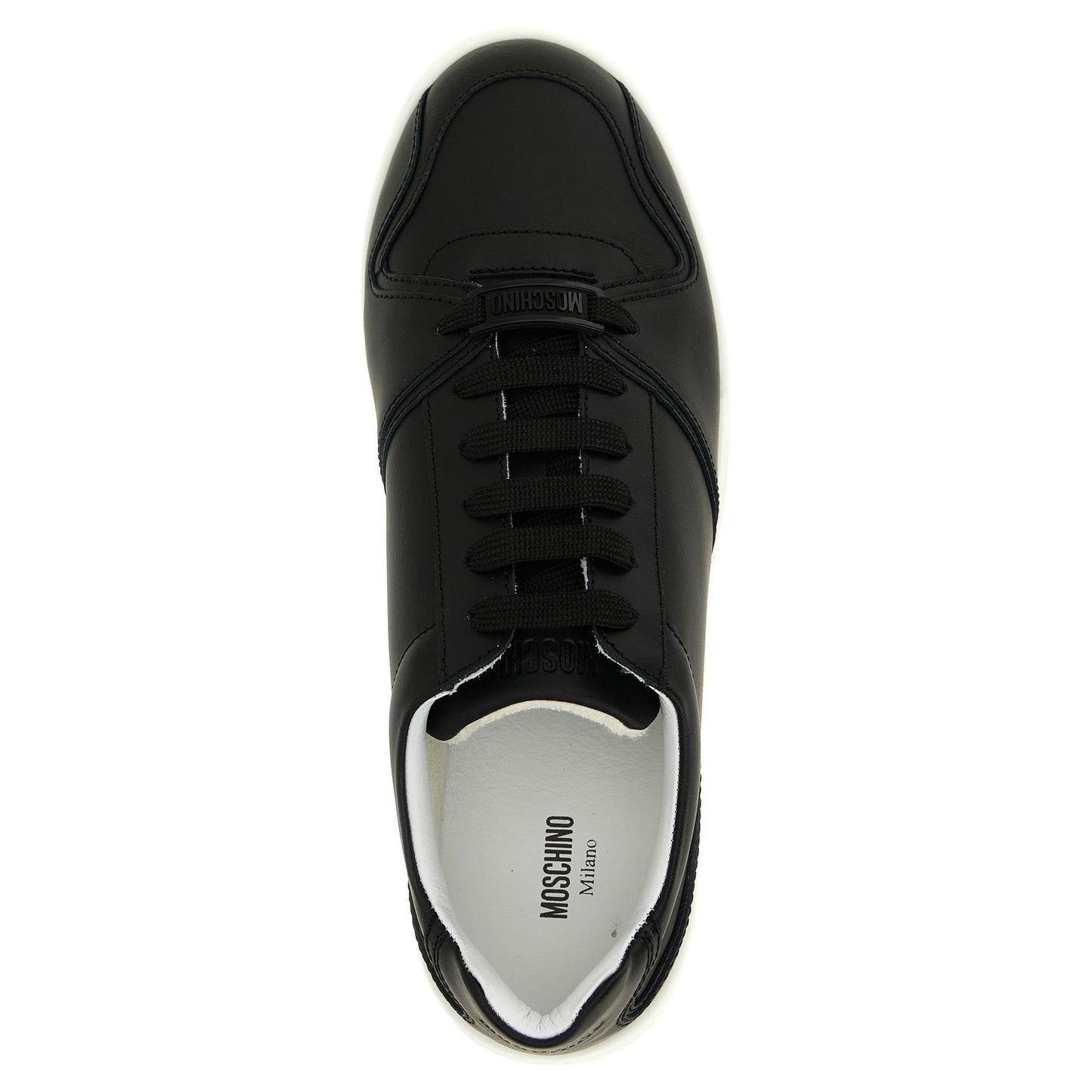 Moschino Black Leather Low Top Sneakers
