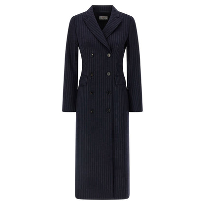 Alberto Biani Blue Virgin Wool Coat