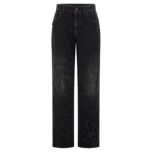 Balenciaga Black Cotton Straight-Leg Jeans