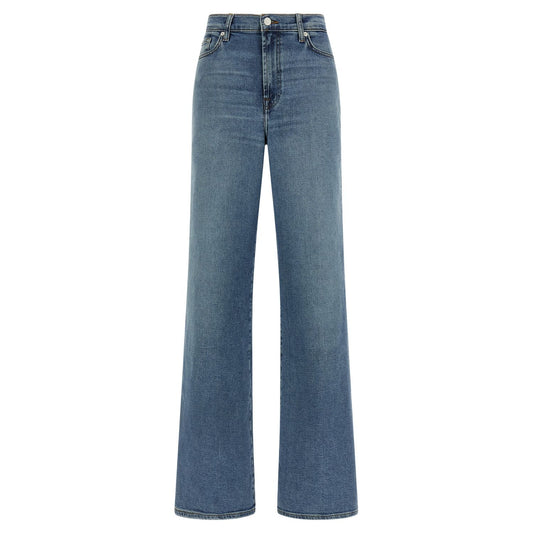 7 For All Mankind Blue Cotton Straight-Leg Jeans