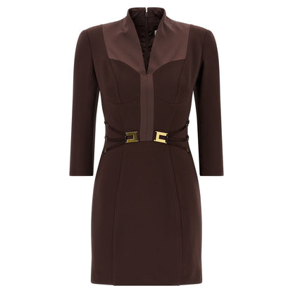Elisabetta Franchi Brown Polyester Short Dress